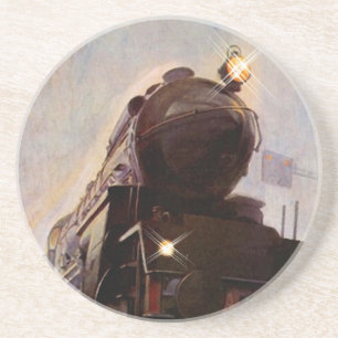 Posavasos De Arenisca Caballo de hierro del tren de la tarde brumosa del