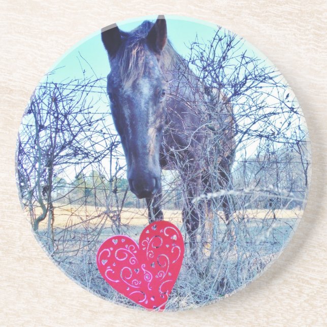 Posavasos De Arenisca Caballo y corazón (Frente)