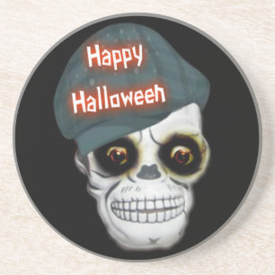Posavasos De Arenisca Cabeza de esqueleto de montaña rusa Feliz Hallowee
