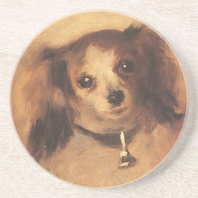 Posavasos De Arenisca Cabeza de un perro de Pierre Renoir, Arte fino vin (Frente)