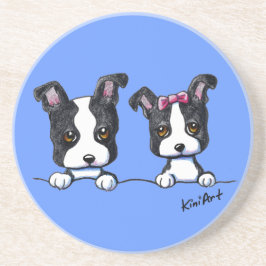 Posavasos De Arenisca Cachorros de Boston Terrier