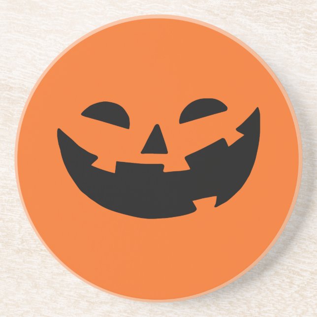 Posavasos De Arenisca Calabaza feliz (Frente)
