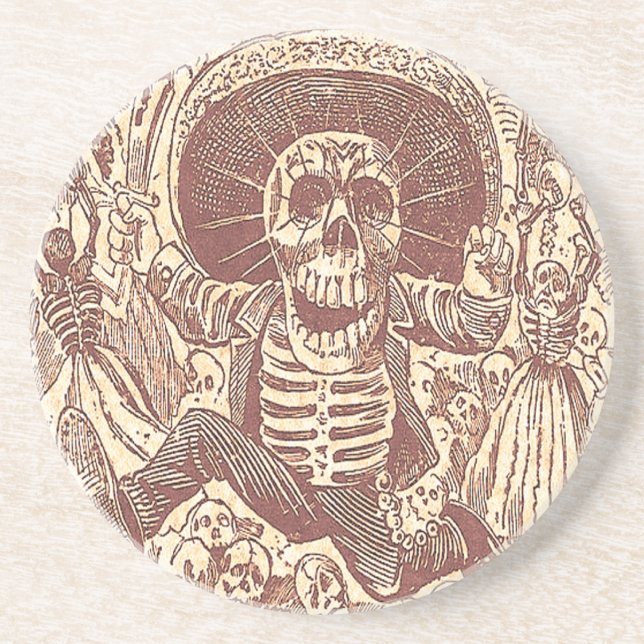 Posavasos De Arenisca Calavera Oaxaca (Frente)