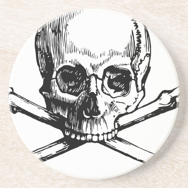 Posavasos De Arenisca Calavera y huesos (Frente)