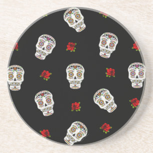 Posavasos De Arenisca Calaveras Azucareras Rosas RAB Rockabilly Sobre Ne