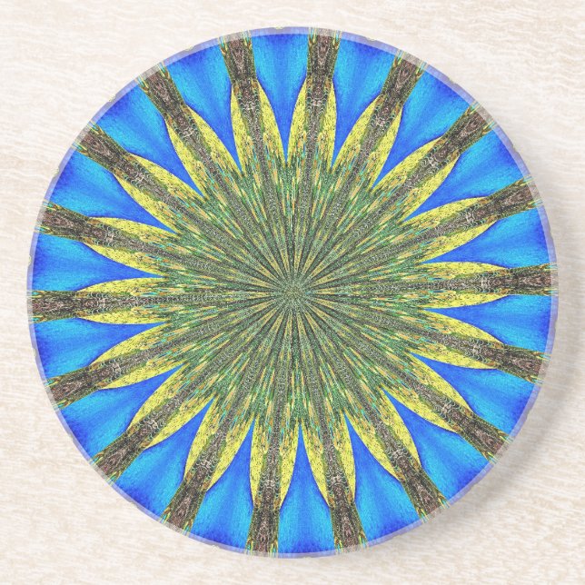 Posavasos De Arenisca Caleidoscopio de Feather de Peacock 3 (Frente)