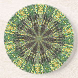 Posavasos De Arenisca Caleidoscopio de Feather Peacock 2