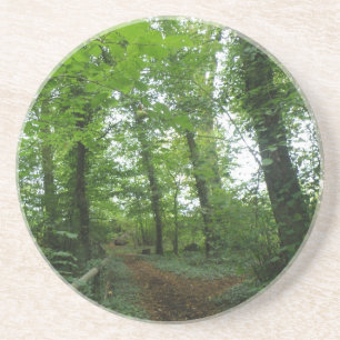 Posavasos De Arenisca Camino a través de las montañas de los bosques ver