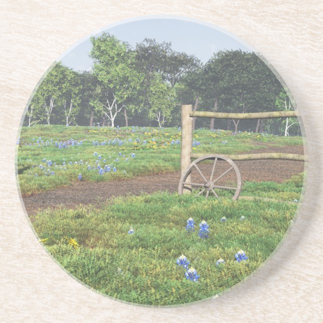 Posavasos De Arenisca Campo de Bluebonnets (Frente)