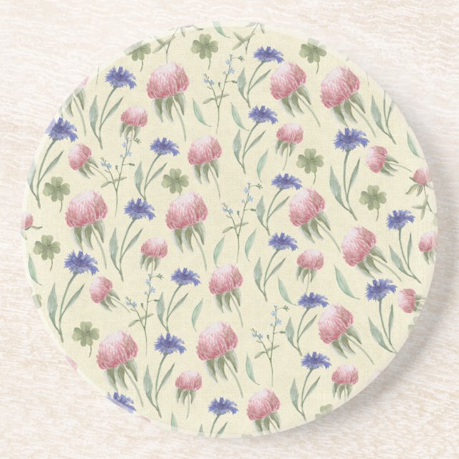 Posavasos De Arenisca Campo de flores silvestres (Frente)