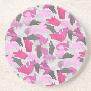 Posavasos De Arenisca Camuflaje de animal en silueta Rosa