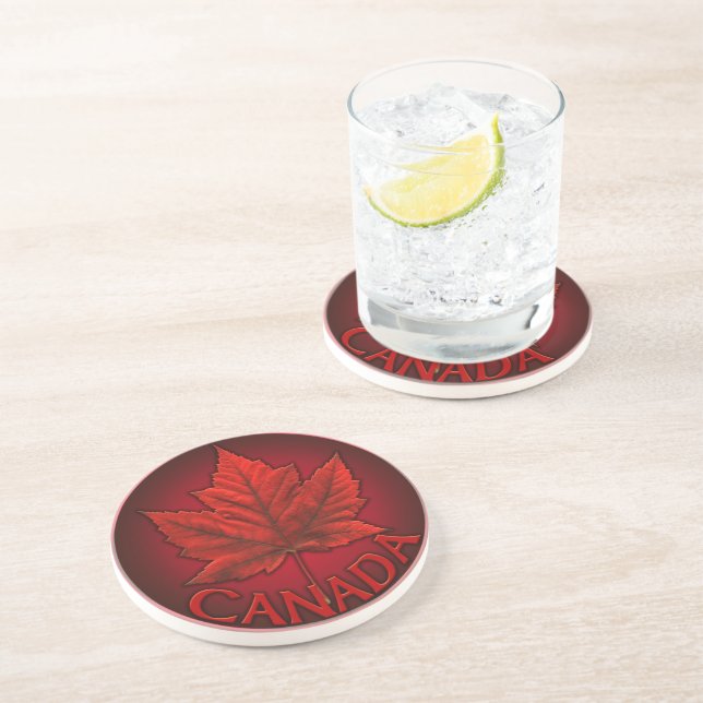 Posavasos De Arenisca Canadá Souvenir Coasters Canada Maple Leaf (Lado)