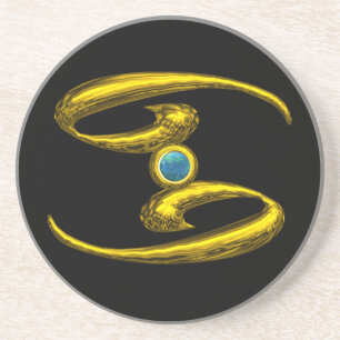 Posavasos De Arenisca CÁNCER ZODIAC BIRTHDAY JEWEL Blue Opale ,Negro