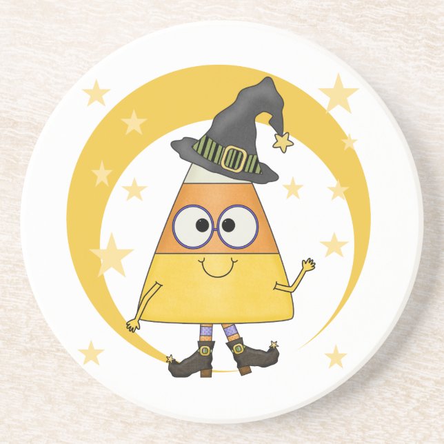 Posavasos De Arenisca Candy Corn Witch Halloween (Frente)
