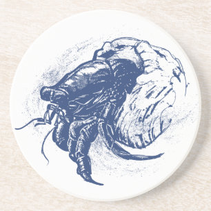 Posavasos De Arenisca Cangrejo ermitaño en azul oscuro