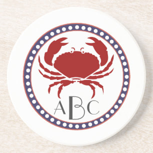 Posavasos De Arenisca Cangrejo rojo y monograma