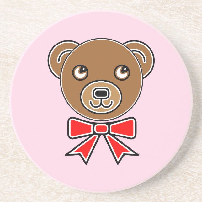 Posavasos De Arenisca Cara de oso divertida (Frente)