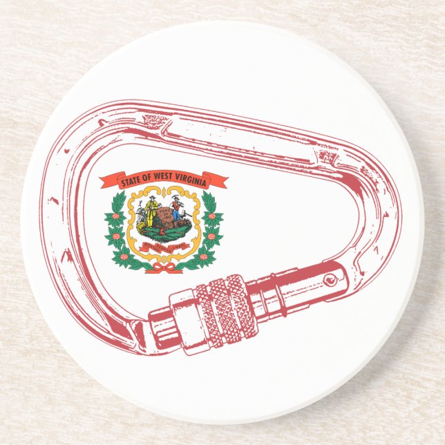 Posavasos De Arenisca Carabiner de escalada de bandera de Virginia Occid (Frente)
