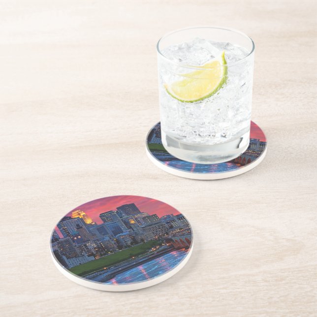 Posavasos De Arenisca Caramelo del ojo de Minneapolis (Lado)