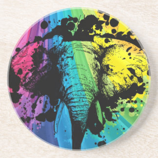 Posavasos De Arenisca Cargando elefante de toro sobre arcoiris
