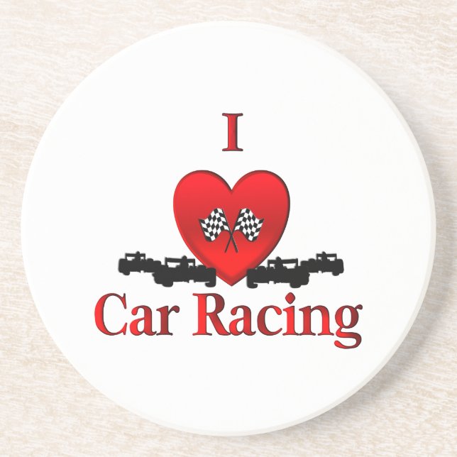 Posavasos De Arenisca Carreras del coche del corazón (Frente)