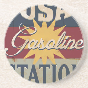 Posavasos De Arenisca Cartel de gasolina vintage