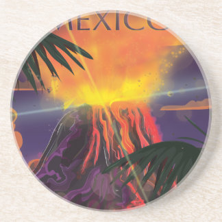 Posavasos De Arenisca Cartel de viaje al volcán de México