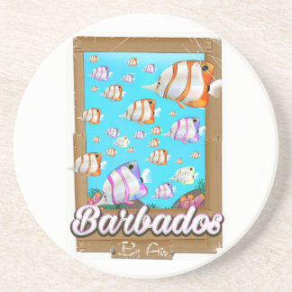 Posavasos De Arenisca Cartel de viaje de peces tropicales de Barbados
