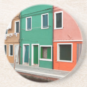Posavasos De Arenisca Casas en el frente del mar