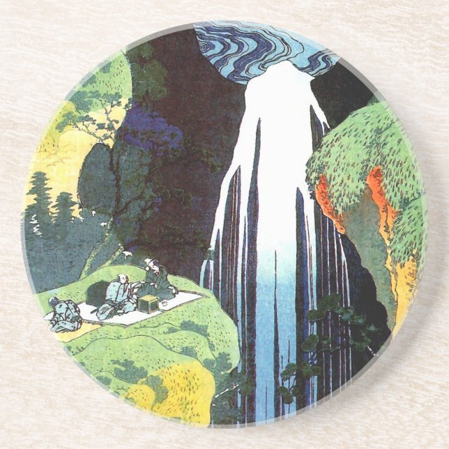 Posavasos De Arenisca Cascada Amida, Bella Artes japonés de Hokusai (Frente)