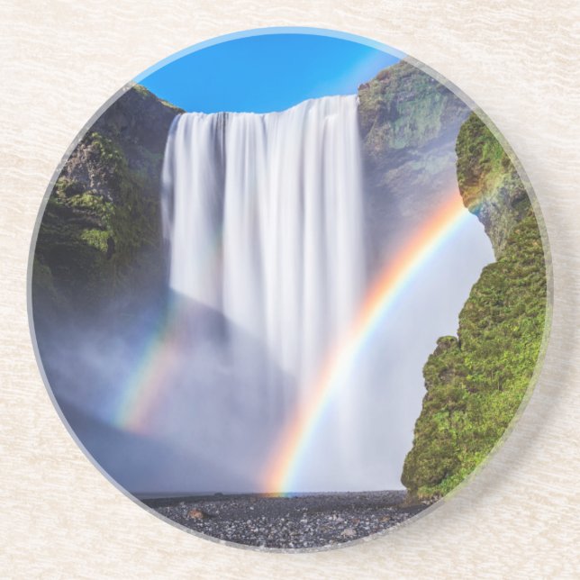 Posavasos De Arenisca Cascada y arcoíris (Frente)