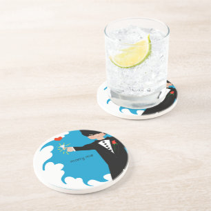 Posavasos De Arenisca Cásese conmigo Tuxedo Gran Diamond Damask Edge Coa