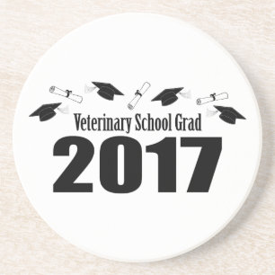Posavasos De Arenisca Casquillos y diplomas (negro del graduado 2017 de