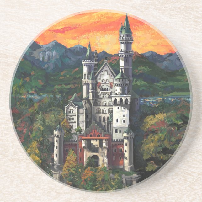 Posavasos De Arenisca Castillo Schloss Neuschwanstein (Frente)