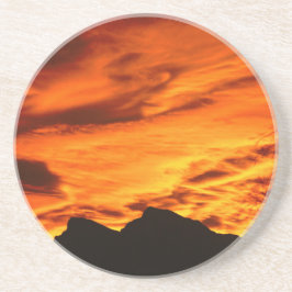 Posavasos De Arenisca Catastro de Atardecer de Fuego