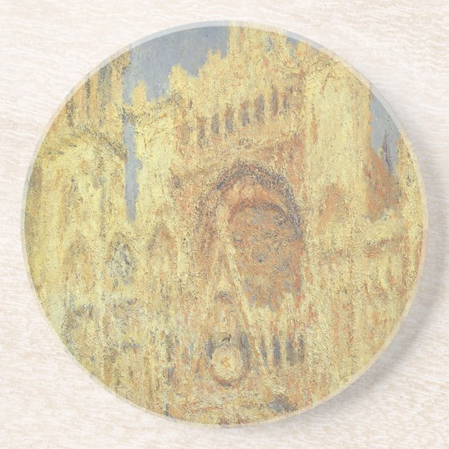 Posavasos De Arenisca Catedral de Rouen, atardecer de Claude Monet (Frente)