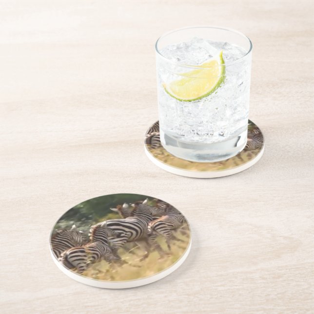 Posavasos De Arenisca Cebras en movimiento: Un viaje de mil millas (Lado)