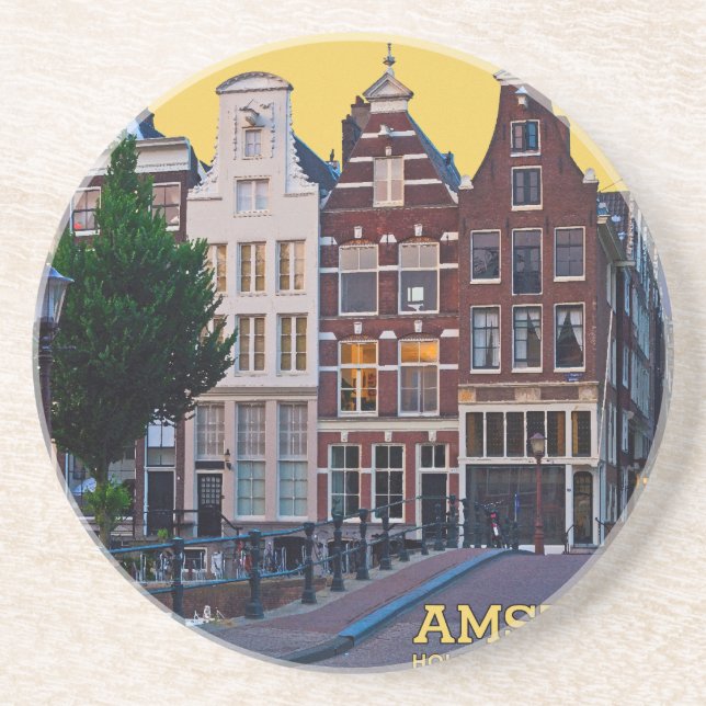 Posavasos De Arenisca Centro de Amsterdam-Keizersgracht (Frente)