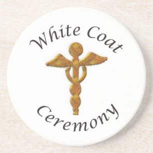 Posavasos De Arenisca Ceremonia de Abrigo Blanco Medicina de Oro, Regalo