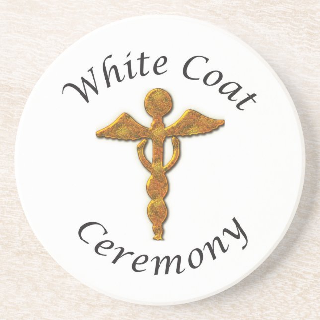 Posavasos De Arenisca Ceremonia de Abrigo Blanco Medicina de oro, Regalo (Frente)