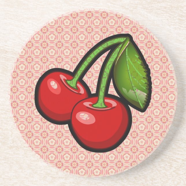 Posavasos De Arenisca Cerezas en Flor (Frente)