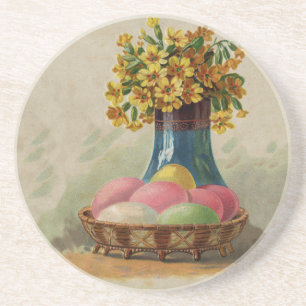 Posavasos De Arenisca Cesta de Pascua Huevos Flores Antigua