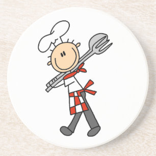 Posavasos De Arenisca Chef Con Pinzas Para Ensalada