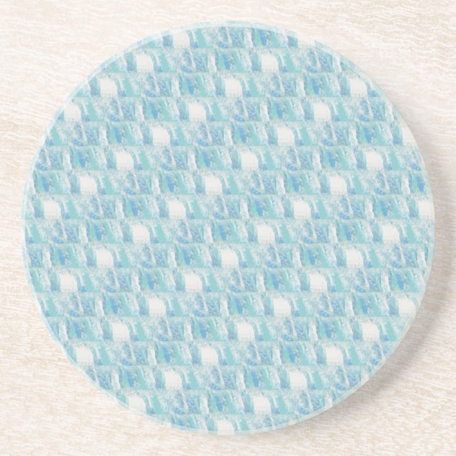 Posavasos De Arenisca Cheques azul de playa (Frente)