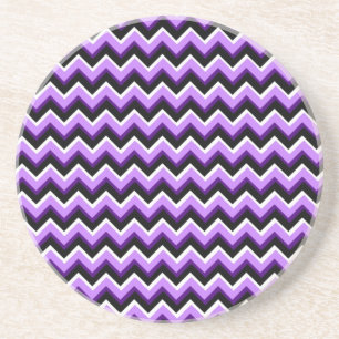 Posavasos De Arenisca Chevron 3D en morado y negro