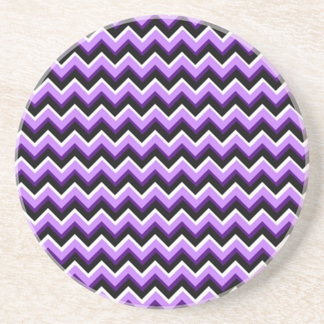 Posavasos De Arenisca Chevron 3D en morado y negro (Frente)