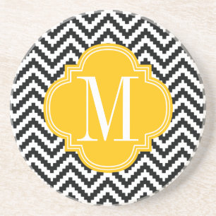 Posavasos De Arenisca Chevron azteca elegante negro y blanco con