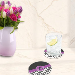 Posavasos De Arenisca Chevron Morado Negro