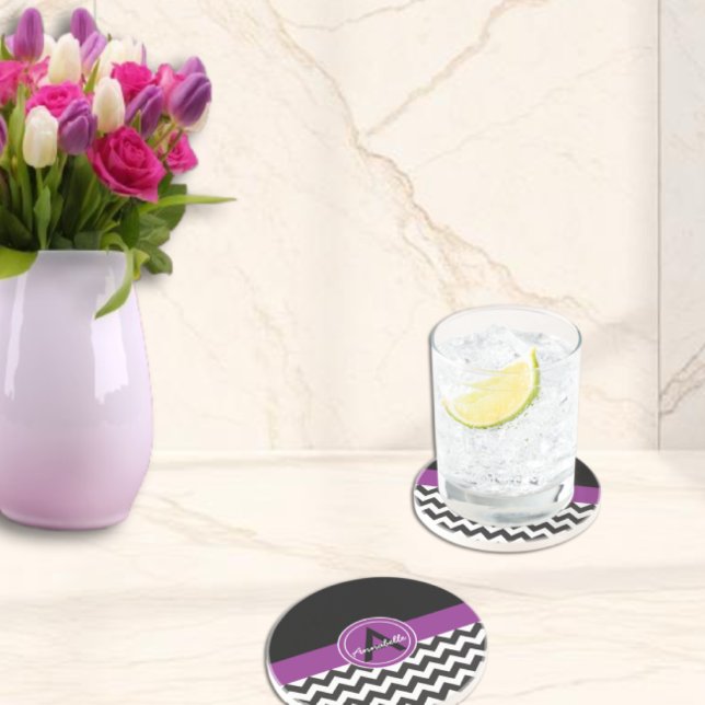 Posavasos De Arenisca Chevron Morado Negro (Subido por el creador)