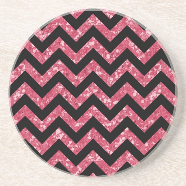 Posavasos De Arenisca Chevron Purpurina Look Coaster (Frente)